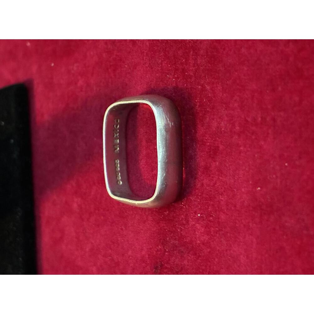 Vintage GU 925 Mexico Square Sterling Silver Band Ring Size 8.5 Unisex
